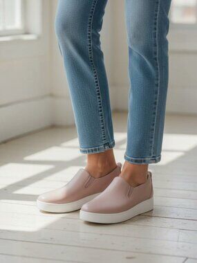 Fitflop Sania Skates Sneakers Slip On Shoes Beige Leather Women's 5